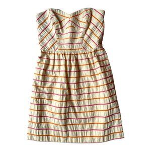 Shoshanna Size 4 Frannie Strapless Cream Pink Orange Striped Cocktail Dress